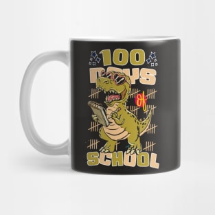 100 days of school featuring a friendly T-rex Dino Holding a notebook  #1 Mug